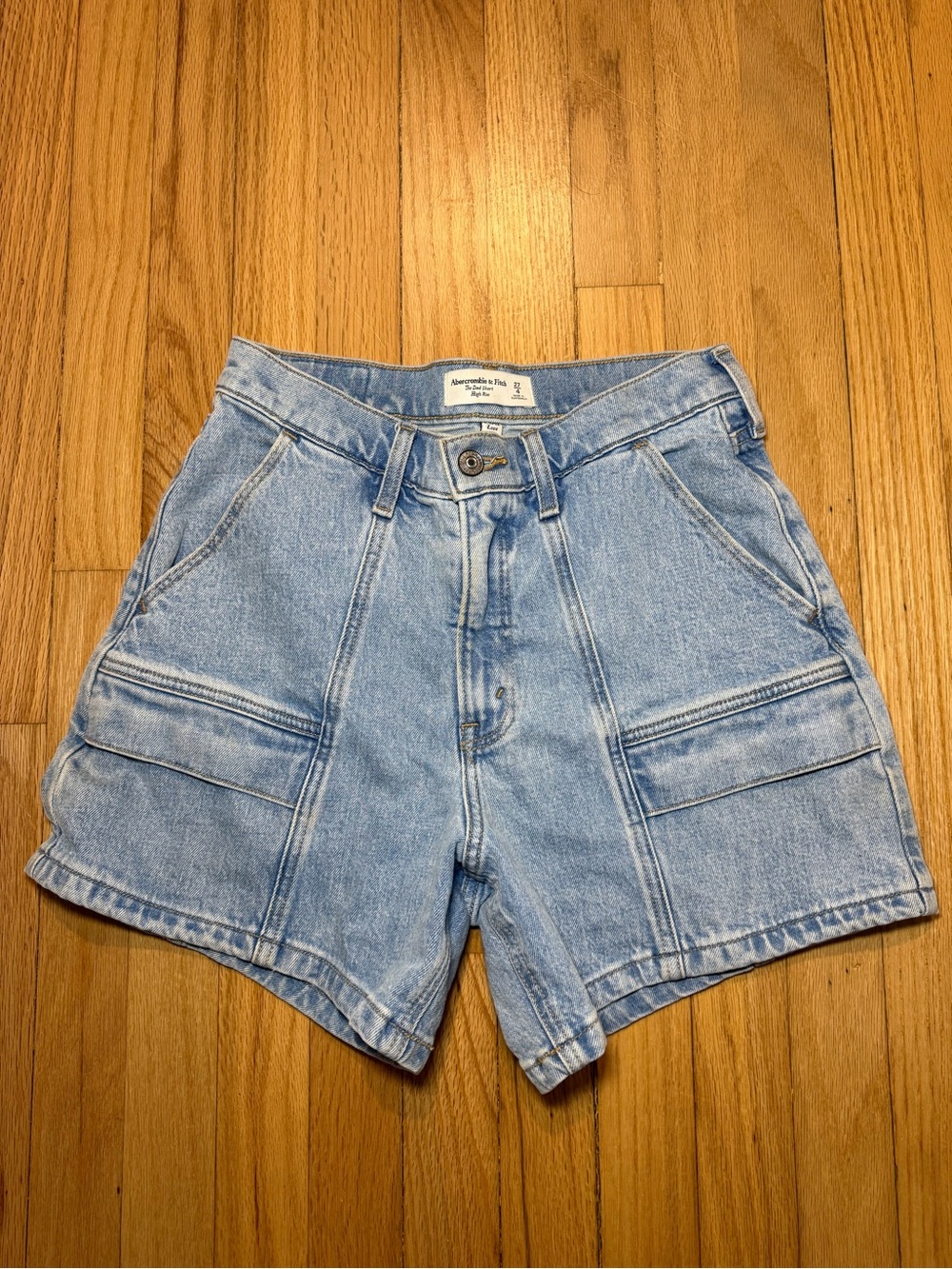 Abercrombie & Fitch Light Blue High-Rise Denim Utility Shorts
